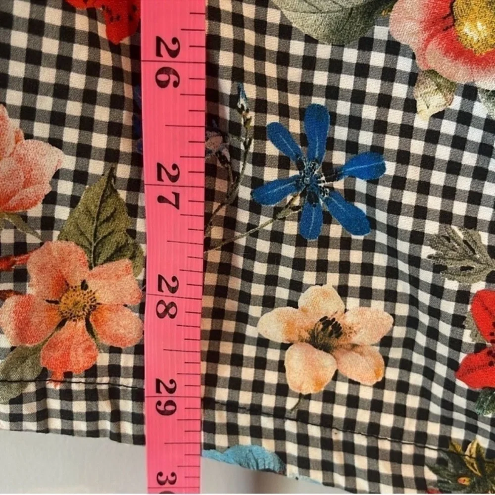 Zara Gingham Off The Shoulder Tunic Floral Ruffle Mini Dress - Picture 7 of 8